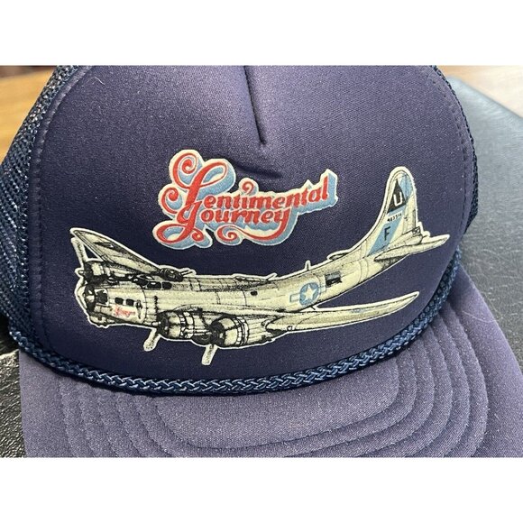 Vintage WWII Sentimental‎ Journey Boeing B-17G Bomber Trucker Snapback Hat - Picture 2 of 6